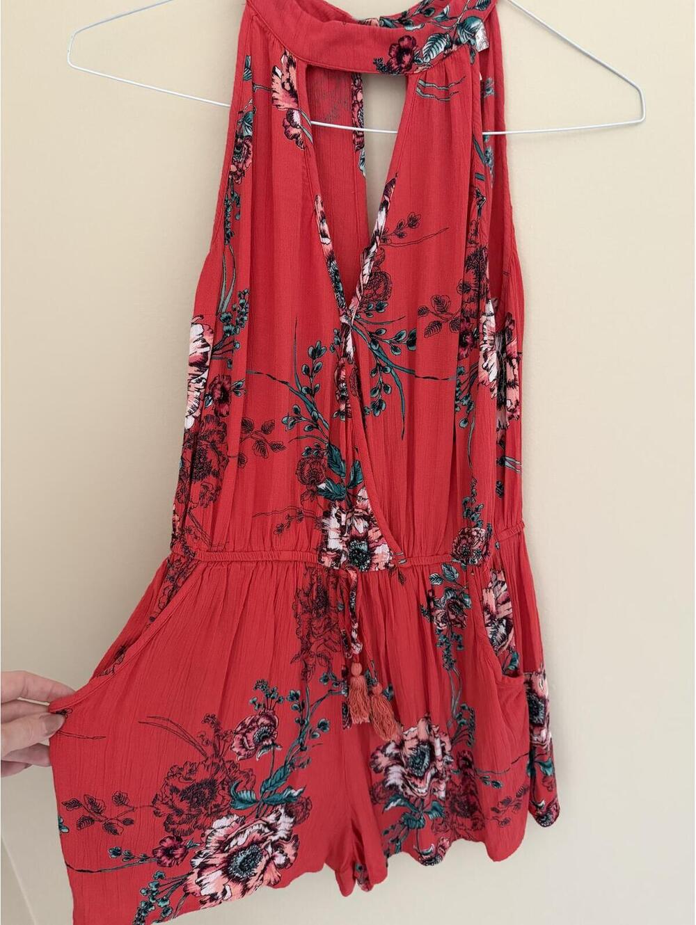 Band of Gypsies M Romper - pockets!, floral, sleeveless